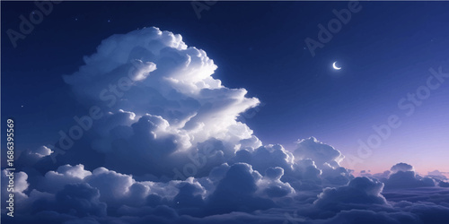 A beautiful summer sky filled with fluffy white clouds drifts lazily through the atmosphere