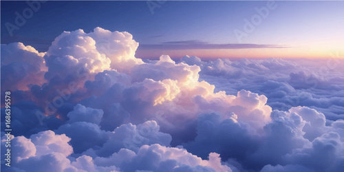 A vast blue sky adorned with fluffy white clouds, a quintessential symbol of a beautiful summer day