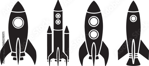 Space Rocket Icon Collection for Space Travel and Exploration Themed Projects