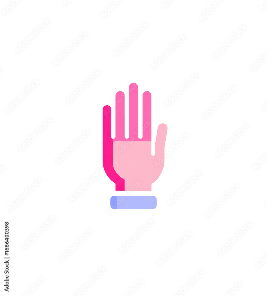 Obraz premium Pixelated hand icon, pink and light purple