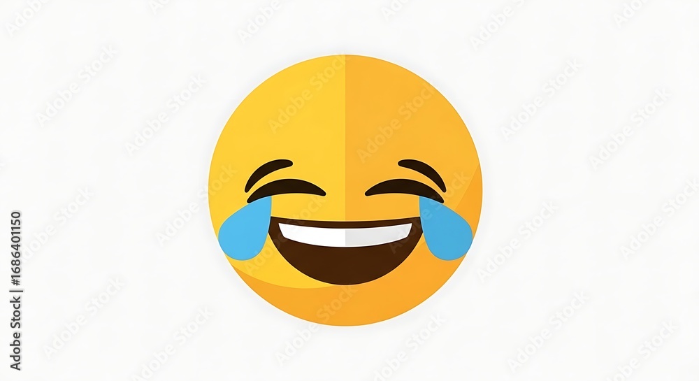 Fototapeta premium Laughing with Tears Emoji Icon Representing Joy, Hilarity, and Fun on a Clean White Background