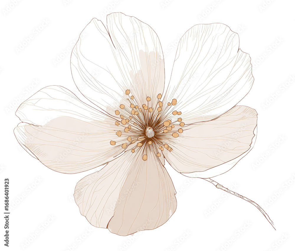 Fototapeta premium Delicate, light beige rose flower illustration