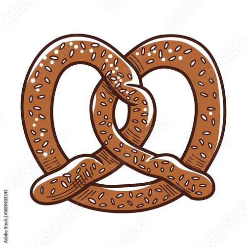 Oktoberfest isolated brown pretzel with salt sprinkles on a white background close up view tshirt design