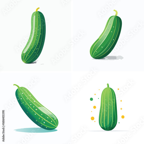 Cucumber a fun and colorful ensemble of mixed vector graphics, full of vivid tones and modern abstract design elements