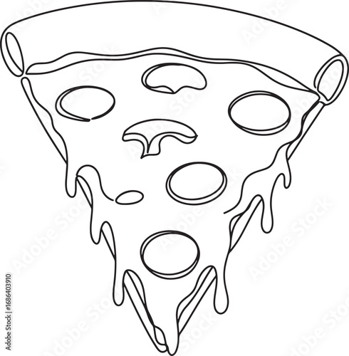 One Line Drawing of a Delicious Pizza Slice