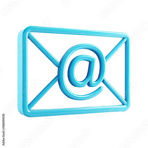 Light-blue 3D envelope icon with an @ symbol