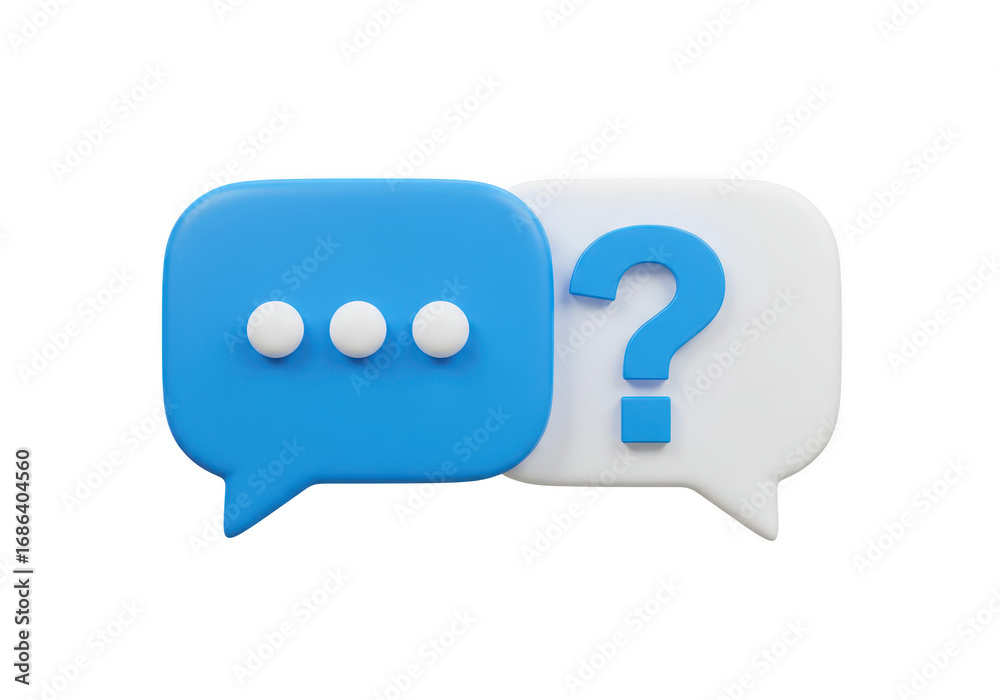 Fototapeta premium Speech bubbles with question mark and ellipsis isolated on transparent background