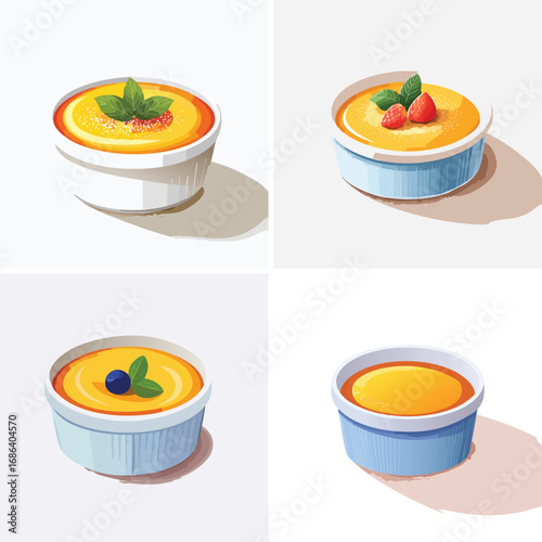 Crème Brûlée a fun and colorful ensemble of mixed vector graphics, full of vivid tones and modern abstract design elements