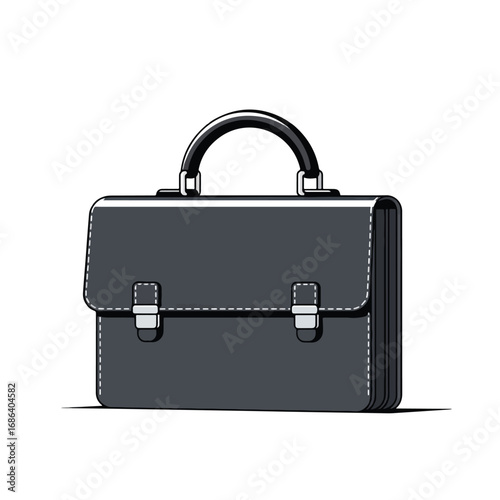 A sleek, modern, dark gray briefcase with a sturdy black handle, presented against a clean white background.
