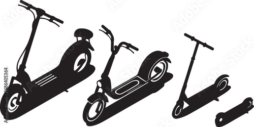 Electric Scooter Mobility Solutions Silhouette Collection Urban Transport Innovation