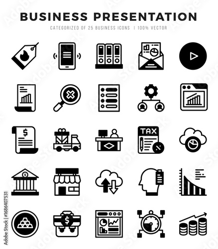 Business Presentation icons set for website and mobile site and apps.