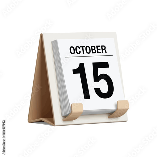 A white and tan desk calendar showing the date October 15.
