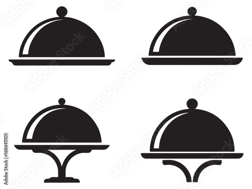 Four Black and White Icons of Serving Dishes