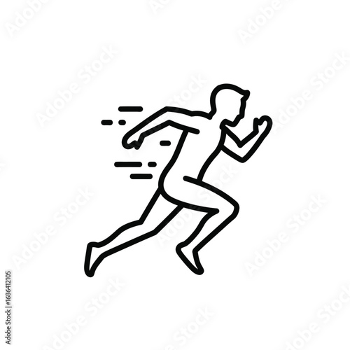 Vector silhouette of a running athlete in a dynamic action pose