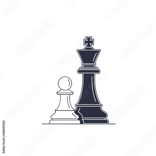 Antique black wooden chess pieces ready for victory in a strategic game of leadership and power