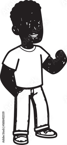 Handsome Man Black and White Illustration Vector Image Male Portrait Fashion Sketch Line Art Design