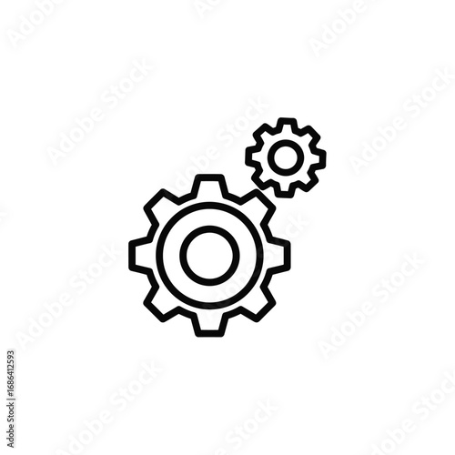 Vector icon of metal cogwheels and gears on an industrial background
