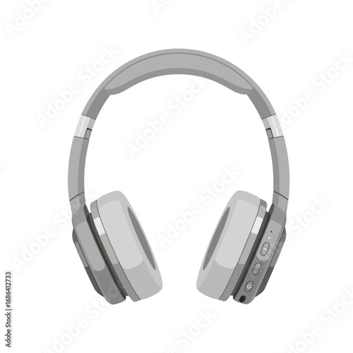 Gray over-ear headphones with a padded headband and earcups.