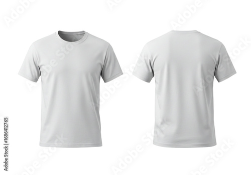 White t shirt mockup front and back view on transparent background