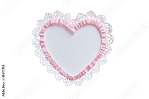 Pink ribbon-trimmed heart frame