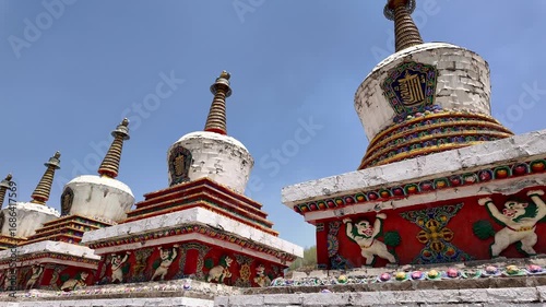 Xining, China: Stupa in the Tibetan Buddhist Kumbum Monastery near Xining in China on a sunny day. 