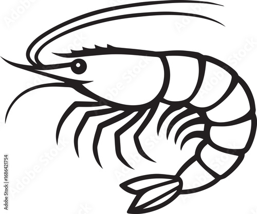 shrimp vector in black and white