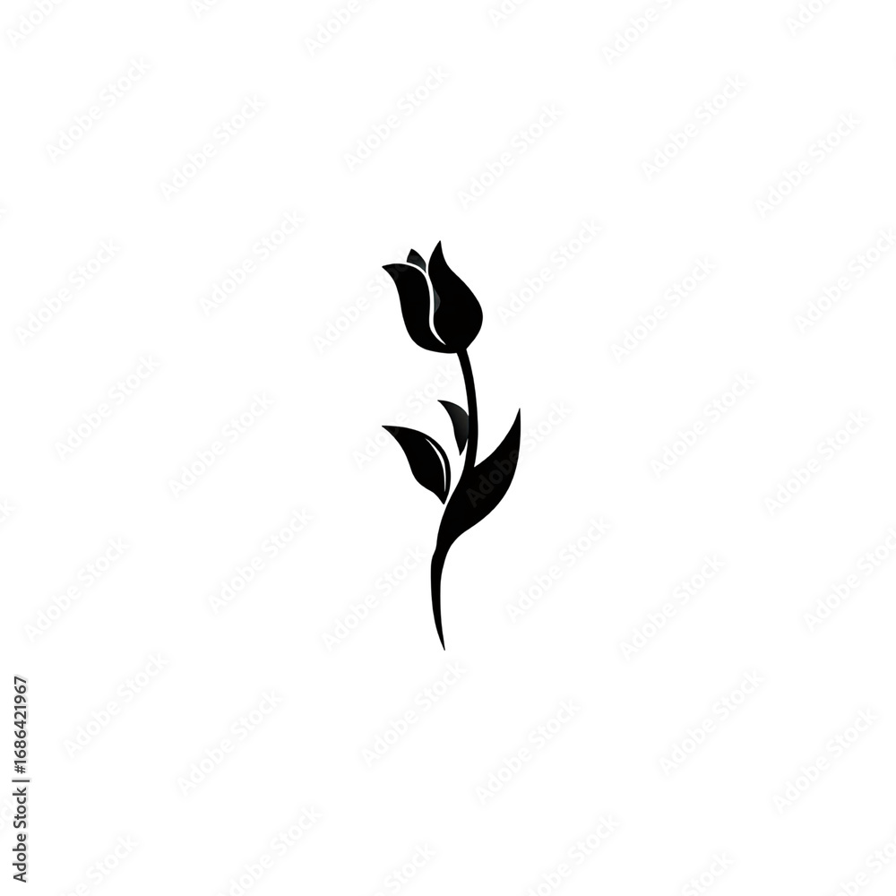 Obraz premium Elegant Black Tulip Silhouette on Olive Green