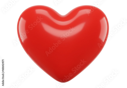 Red heart shape 3 d render transparent background