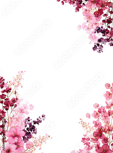 Pink and purple flowers in a border frame