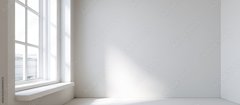 Fototapeta premium Empty corner room with a large window