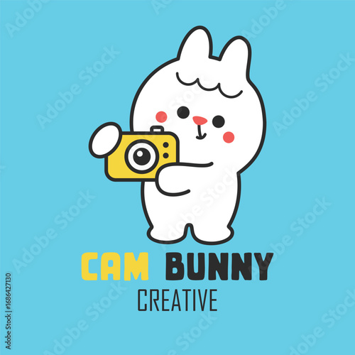 Rabbit Camera Logo Pro Template. Rabbit Holding Camera 