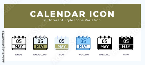 Calendar may icon vector for web. and mobile app