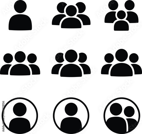 People icons collection, group teamwork symbols, family community vector, user profile avatars, business collaboration design, abstract social connection illustration, team identity graphic elements