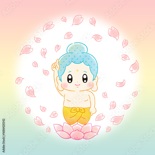 花まつり　かわいいお釈迦さま　イラスト