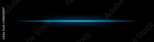 Laser. Thin horizontal beam with bright glow and soft gradient edges. Simple linear composition creates futuristic energy effect on dark background.