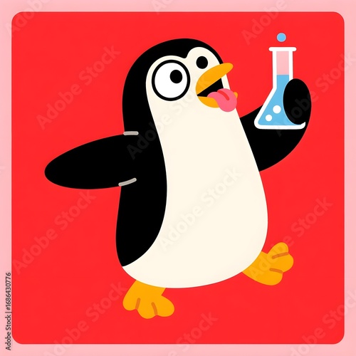 A cartoon illustration of a funny penguin