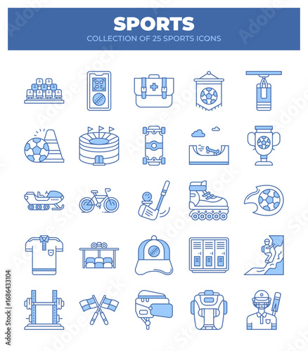 Collection of 25 Sports Icons. A Visual Guide to Various Sports and Activities