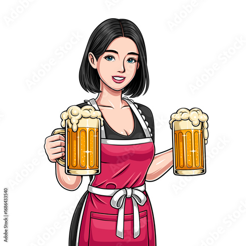 Character of a waiter for beer beverage business
