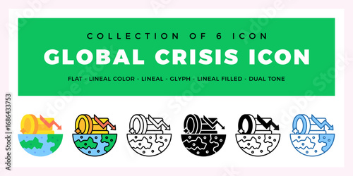 Pack of 6 Vector global crisis icon