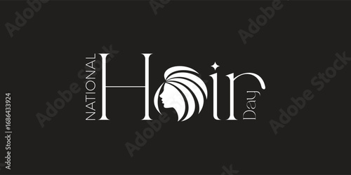 National Hair Day Logo isolated for Salon, Hair Brand, Shampoo, Hair oil, Dermatologist, Hair care 