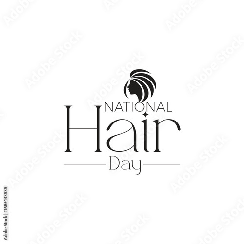 National Hair Day Logo isolated for Salon, Hair Brand, Shampoo, Hair oil, Dermatologist, Hair care 