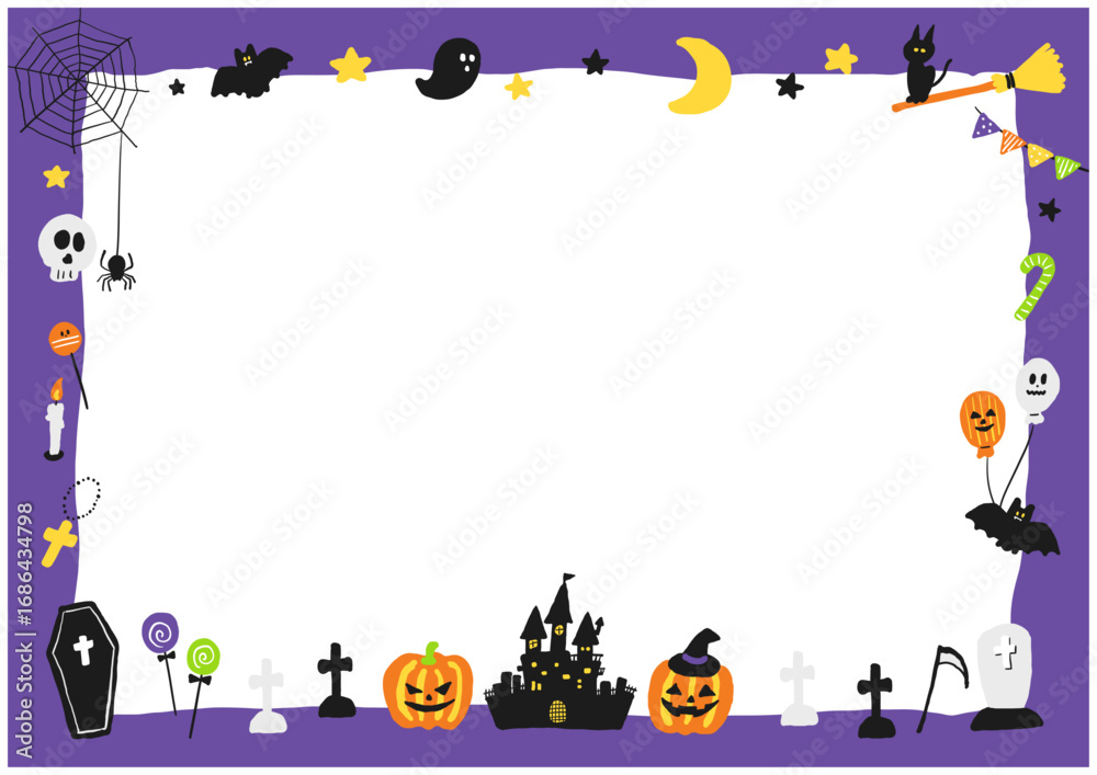 Fototapeta premium Halloween Decoration Frame Horizontal / ハロウィン装飾フレーム（横型）