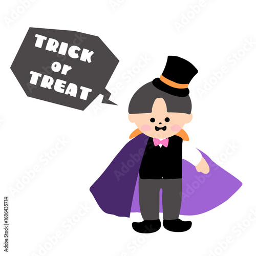 ドラキュラの仮装をした男の子のかわいいハロウィンアイコン