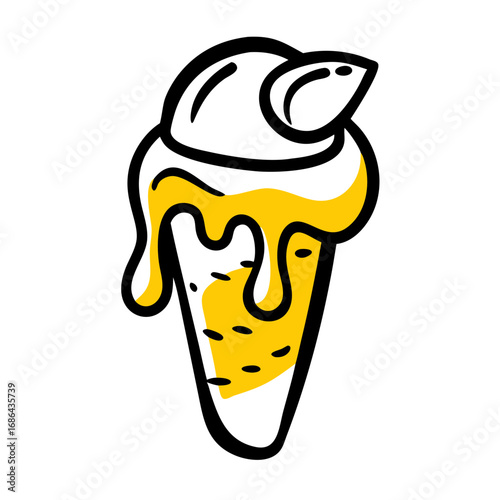 Food Doodle
"Simple doodle of an ice cream cone melting, playful line art style."