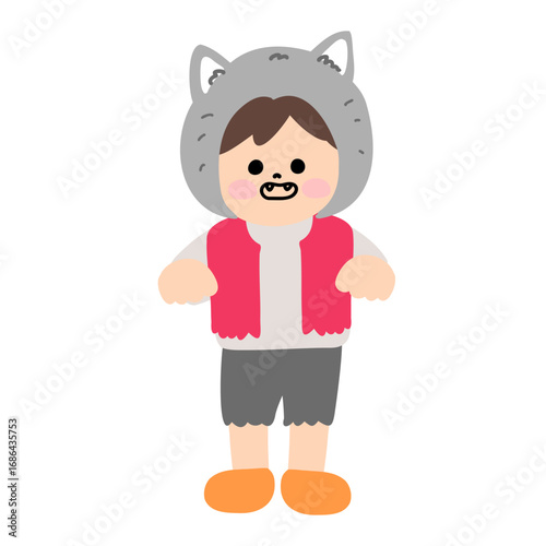 オオカミ男の仮装をした男の子のかわいいハロウィンアイコン