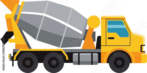 Efficient construction vehicle delivering concrete on a modern construction site with a cement