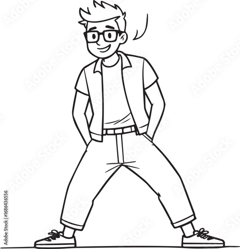 Handsome Man Black and White Illustration Vector Image Male Portrait Fashion Sketch Line Art Design