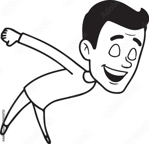 Handsome Man Black and White Illustration Vector Image Male Portrait Fashion Sketch Line Art Design