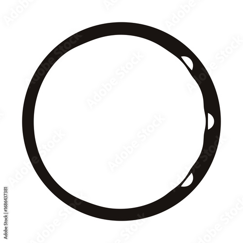 Abstract Black Circle Ring with Interrupted Edges and Semicircular Indentations