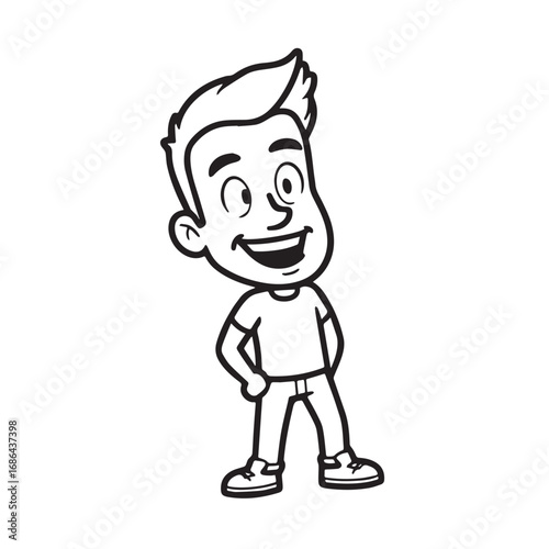 Handsome Man Black and White Illustration Vector Image Male Portrait Fashion Sketch Line Art Design